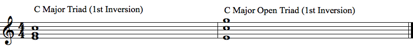 C Major Triad on 1st Inversion / Opened and Closed