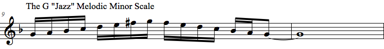 G Jazz Melodic Minor Scale